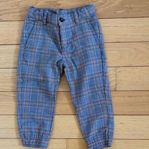 Janie and Jack Blue and Orange Plaid Kids Sartorial Pant 2T